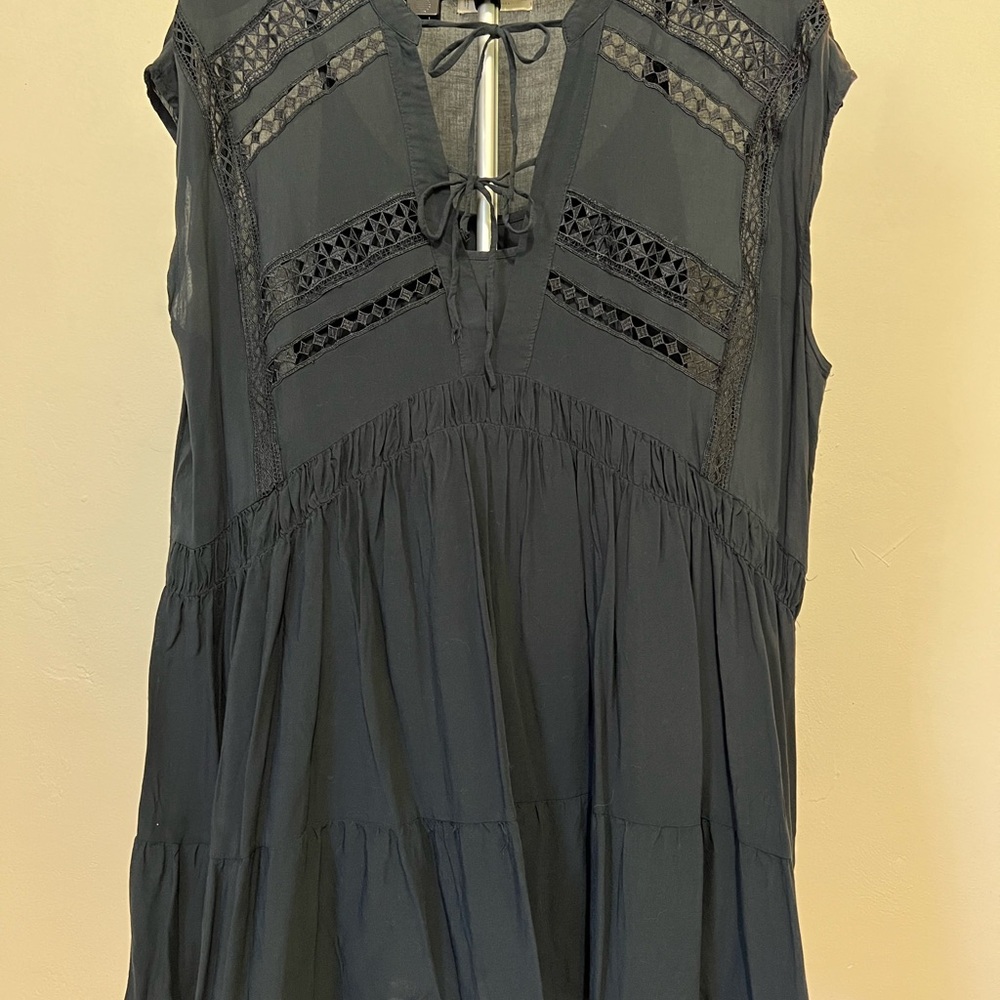 Lucky Brand Black Lace Accent Blouse